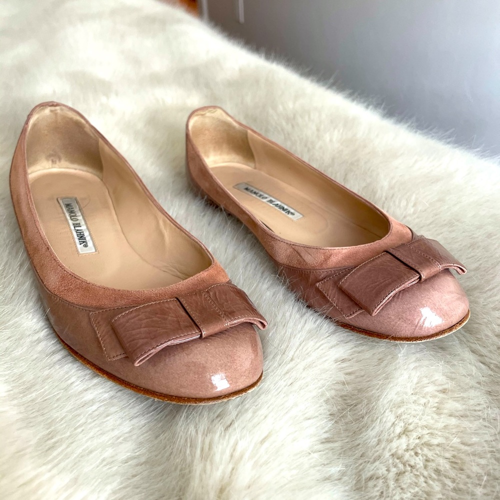 Patent Leather & Suede Ballet Flats